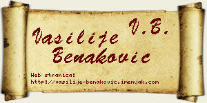 Vasilije Benaković vizit kartica